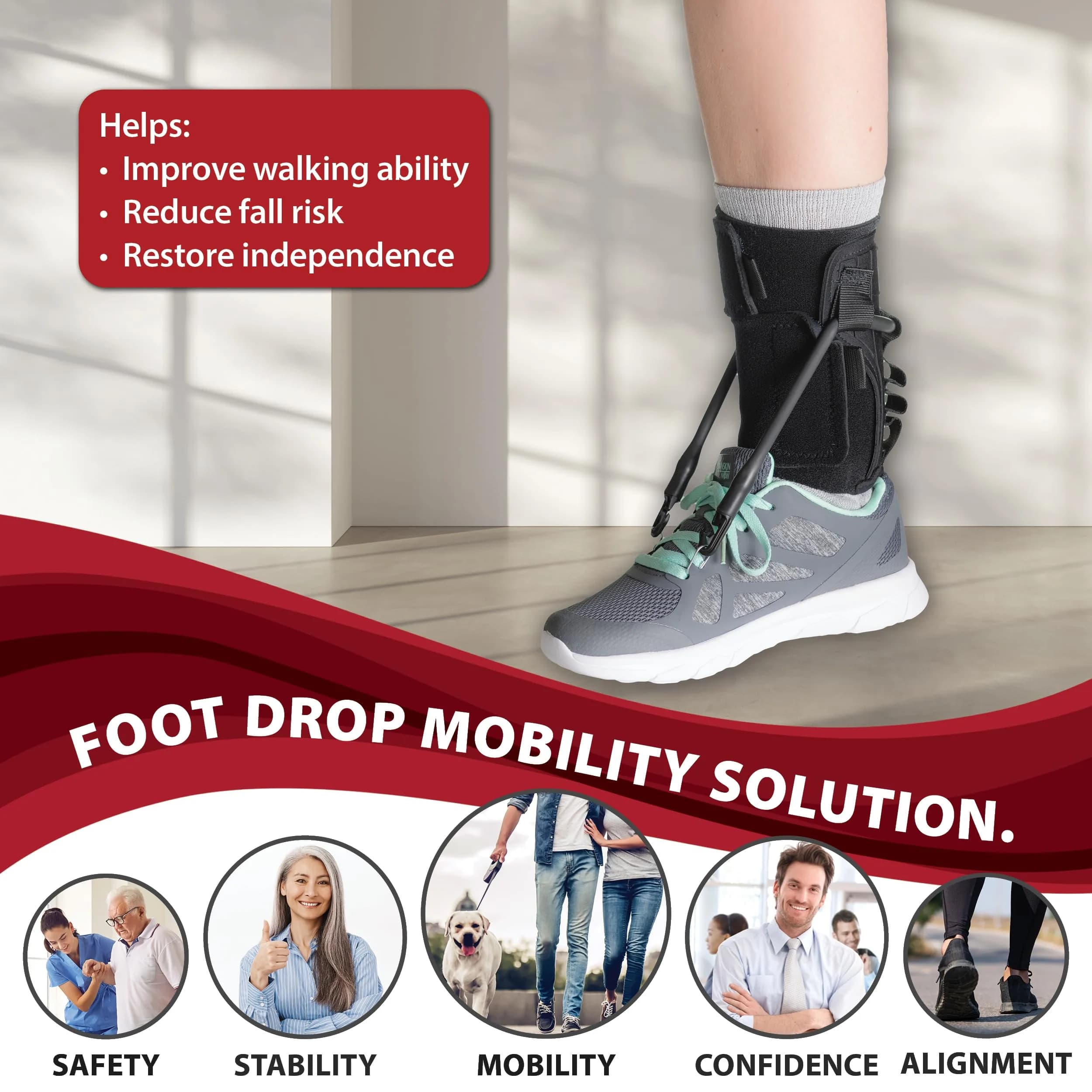 Core Products FootFlexor Foot Drop Brace M/L | Adjustable Dorsiflexion Support for Natural Gait - view 2