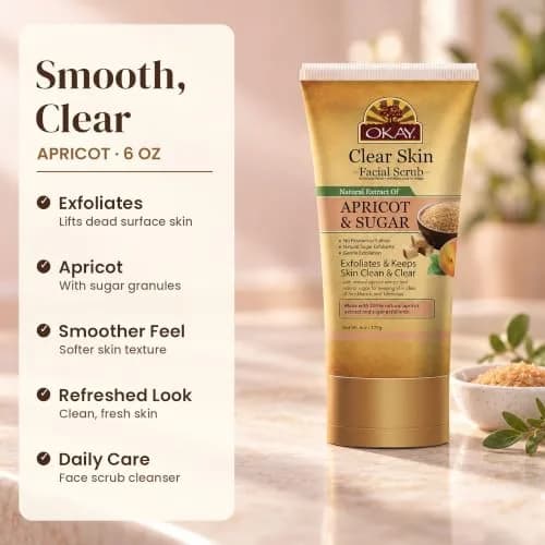OKAY Apricot & Sugar Facial Scrub 6 oz | Gentle Exfoliator for Dead Skin Removal thumbnail 2