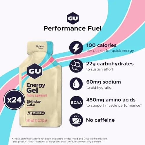GU Energy Original Energy Gels Birthday Cake 24 Count | Dual Source Energy for Athletes thumbnail 2