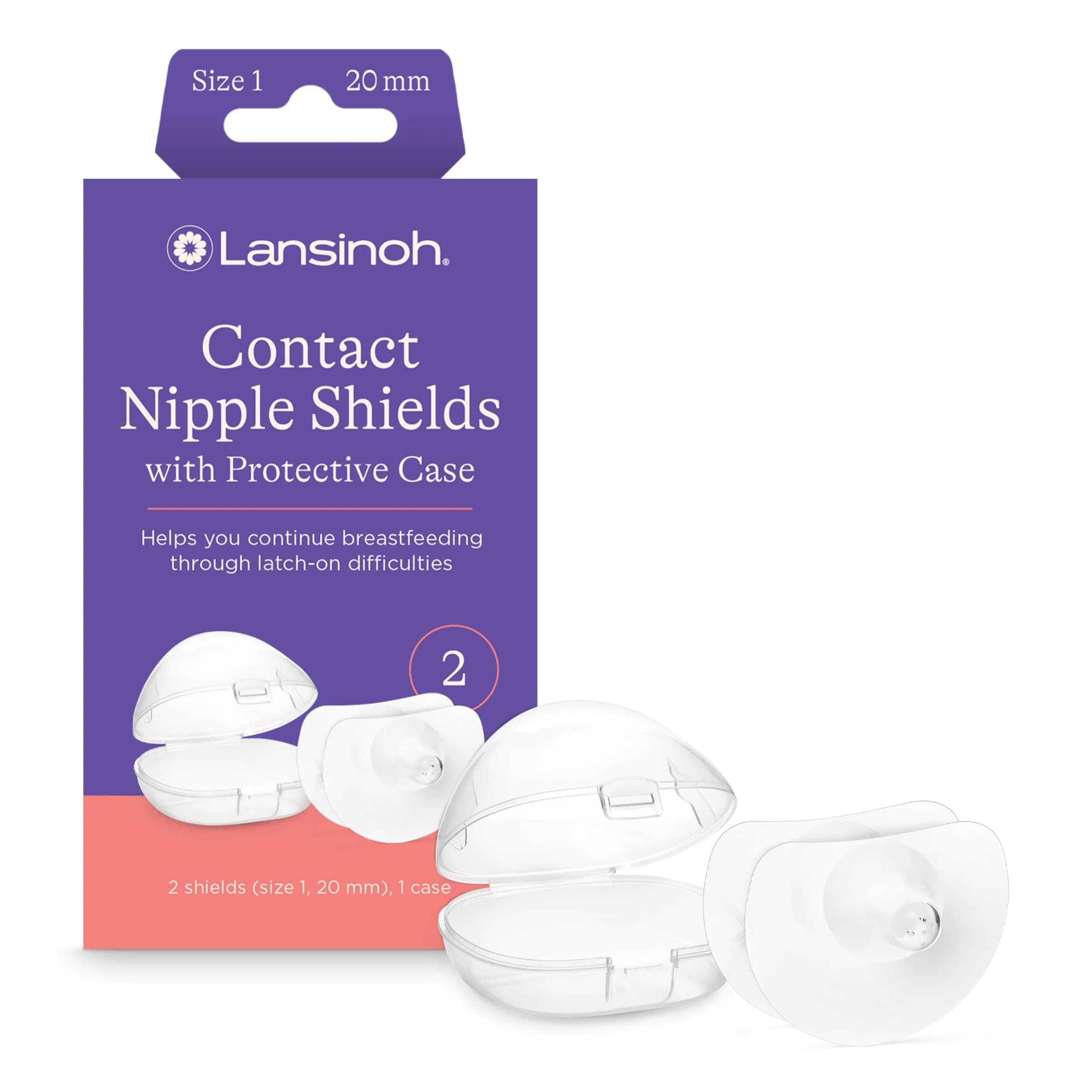 Lansinoh Contact Nipple Shields for Nursing Mothers, 24mm | Helps with Latch-On Challenges - main product image