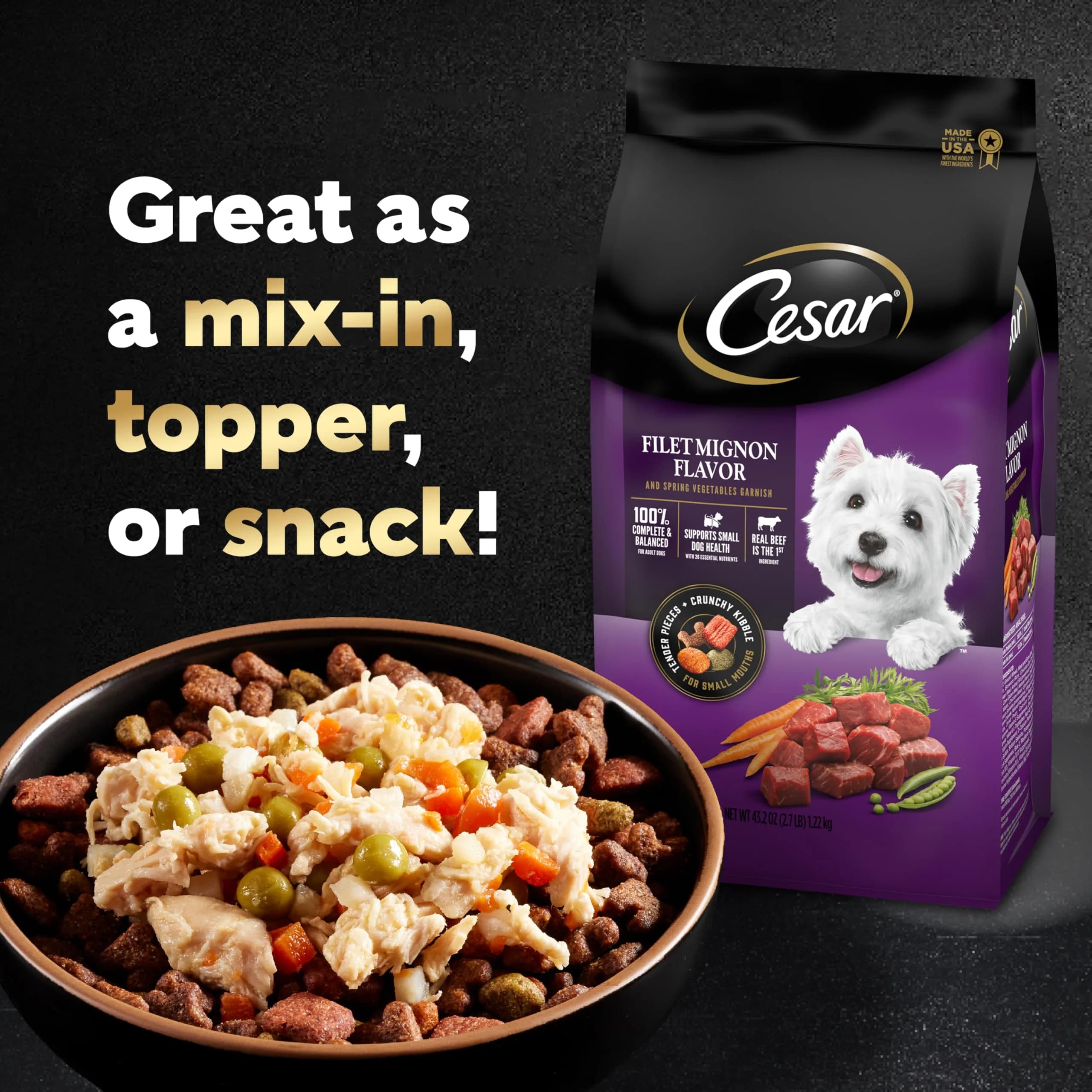Cesar Simply Crafted Wet Dog Food Toppers, Chicken & Peas, 1.3 oz, 10 Count | Real Chicken & Veggies thumbnail 9