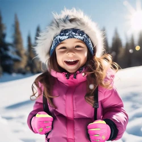 AMYIPO Kids Winter Snow Ski Gloves for Boys Girls 8-9 Years (Pink) | Waterproof & Windproof Fleece Lined thumbnail 6