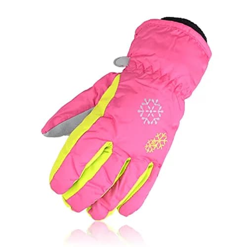 AMYIPO Kids Winter Snow Ski Gloves for Boys Girls 8-9 Years (Pink) | Waterproof & Windproof Fleece Lined thumbnail 2