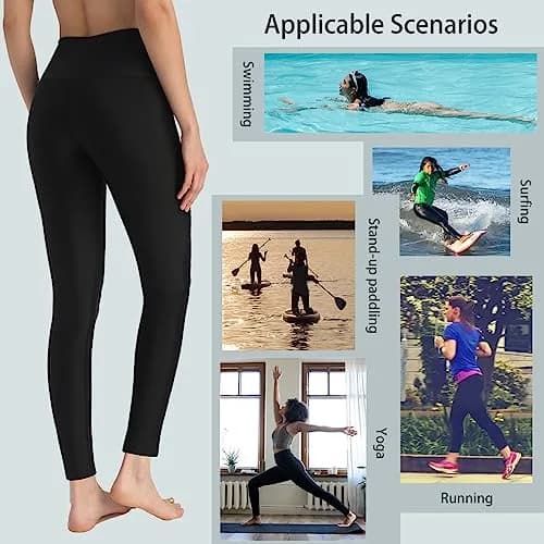 Ubestyle Women's Swim Pants UPF 50+ High Waist Rash Guard Leggings Black | Supportive, Water-Resistant, Sun-Protective thumbnail 4