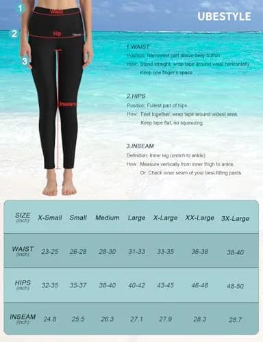 Ubestyle Women's Swim Pants UPF 50+ High Waist Rash Guard Leggings Black | Supportive, Water-Resistant, Sun-Protective thumbnail 6