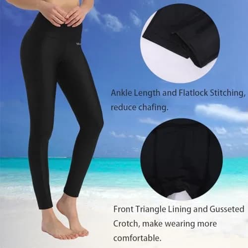 Ubestyle Women's Swim Pants UPF 50+ High Waist Rash Guard Leggings Black | Supportive, Water-Resistant, Sun-Protective thumbnail 3