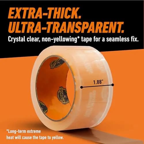 Gorilla Crystal Clear Tape 1.88 inch x 18 yd (54 ft) | Weather Resistant for Indoor/Outdoor Projects thumbnail 6