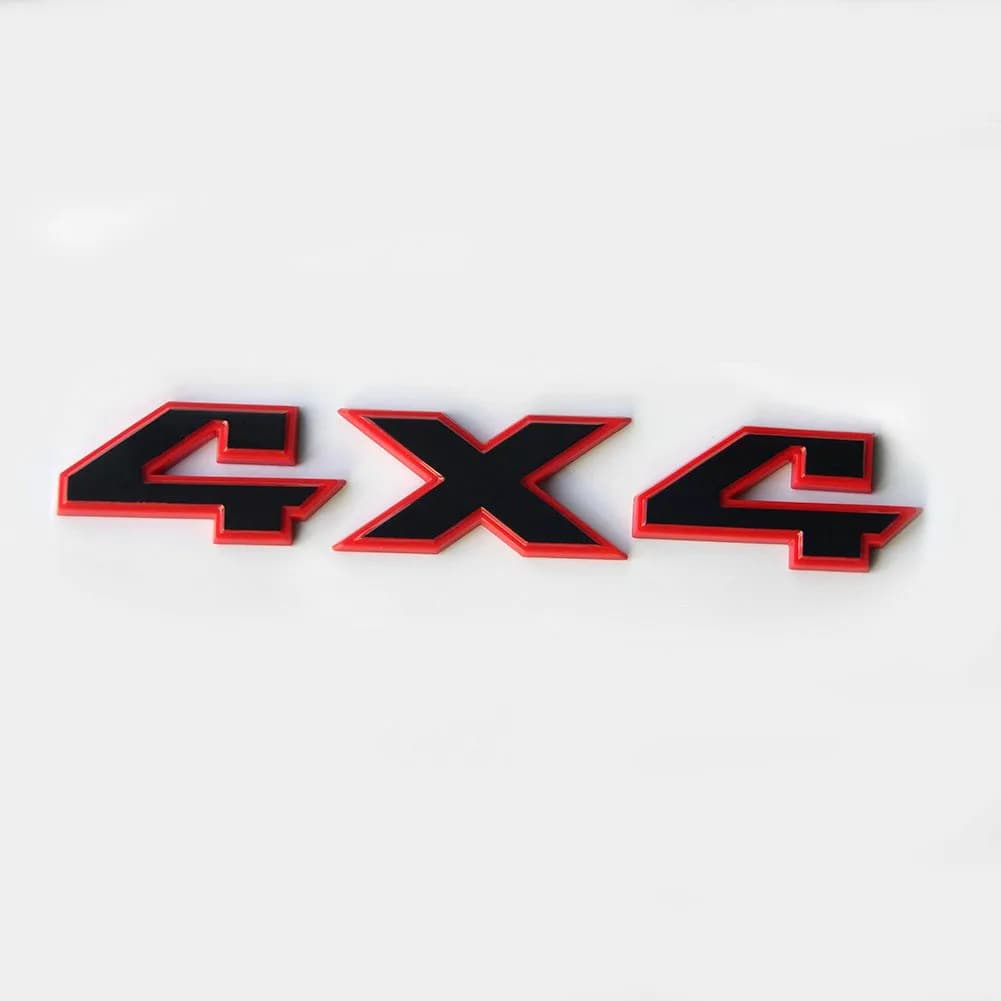 Yoaoo Vehicle Emblem 4x4 Badge 8.5" x 1.5" | Matte Black OEM 2007-2018 — Gloss Red Frame / 2007-2018