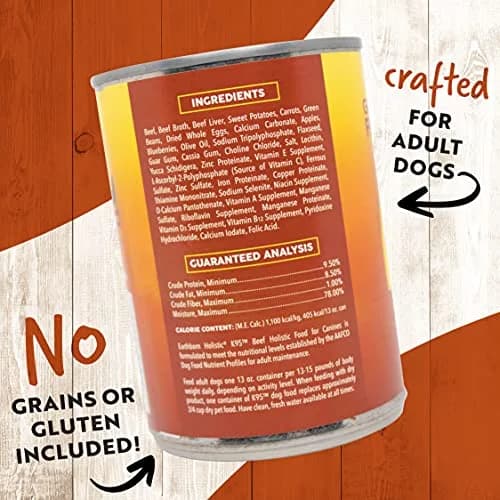 Earthborn Holistic K95 Beef Recipe Grain-Free Canned Dog Food 13 oz Can | 95% Real Beef, Grain-Free Nutrition thumbnail 2