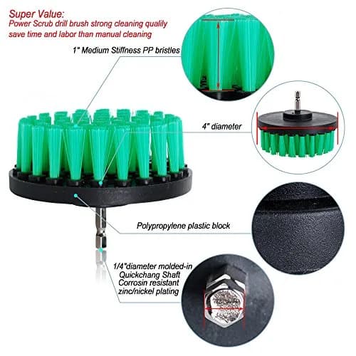 HIFROM 4-Inch Medium Duty Drill Brush Attachment | Cleans Tile, Grout, Showers, and More thumbnail 6