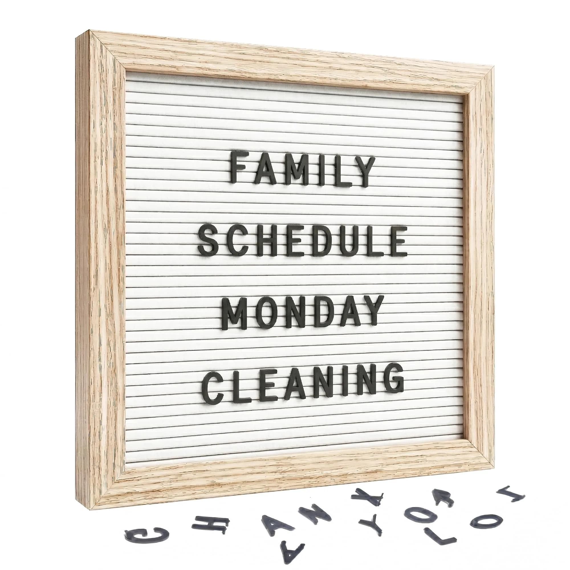 C CRYSTAL LEMON White Felt Letter Board 10x10in (25.4cm) with 336 Letters | Versatile Signage for Home, Office, Classroom