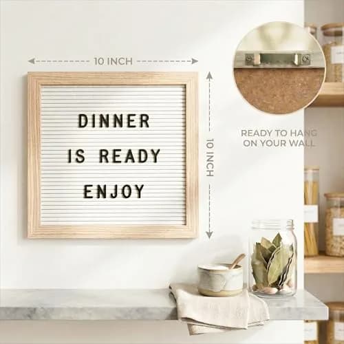 C CRYSTAL LEMON White Felt Letter Board 10x10in (25.4cm) with 336 Letters | Versatile Signage for Home, Office, Classroom thumbnail 3