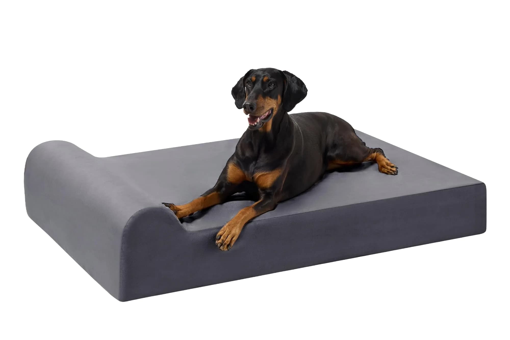 Big Barker Headrest Edition Orthopedic Dog Bed - 7" Pillow Top, 52"x36"x7" | Supports Joints & Arthritis — Charcoal