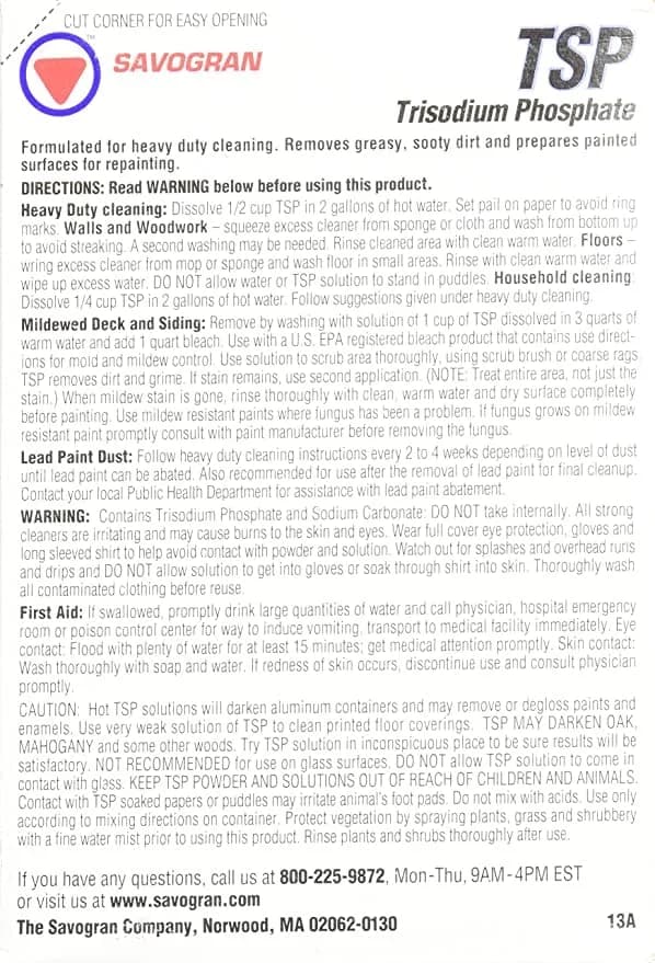Savogran Trisodium Phosphate (TSP) 16oz Pack of 12 | Heavy-Duty Cleaning Powder thumbnail 5