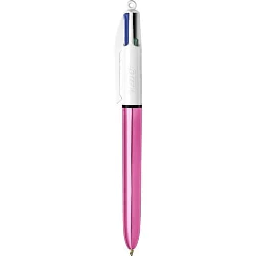 BIC 4 Colours Shine Ballpoint Pens - Box of 12 - Metallic Pink Body with 4 Ink Colours (Blue, Black, Red, Green) | Refillable, Precise, Vibrant thumbnail 2