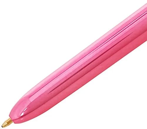 BIC 4 Colours Shine Ballpoint Pens - Box of 12 - Metallic Pink Body with 4 Ink Colours (Blue, Black, Red, Green) | Refillable, Precise, Vibrant thumbnail 3