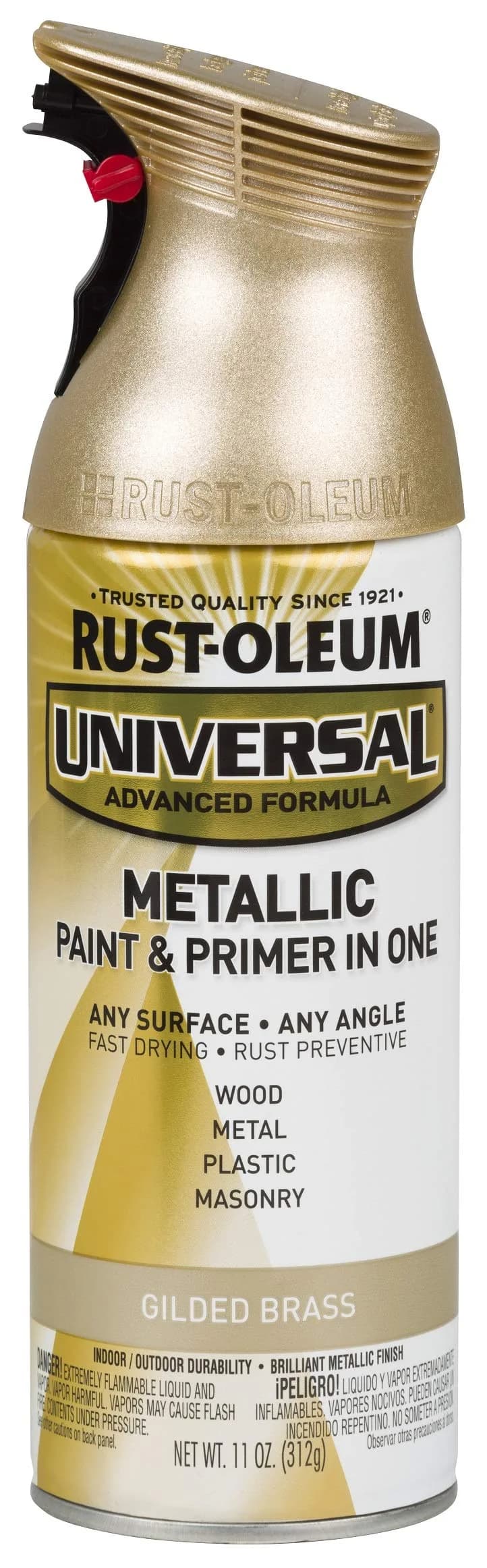 Rust-Oleum Universal All Surface Gilded Brass Metallic Spray Paint, Clear Topcoat - 11 oz - view 3