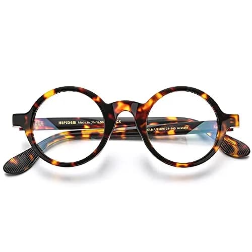 HEPIDEM Vintage Round Optical Glasses Frame 42mm Lens Width | Acetate Full Rim thumbnail 4