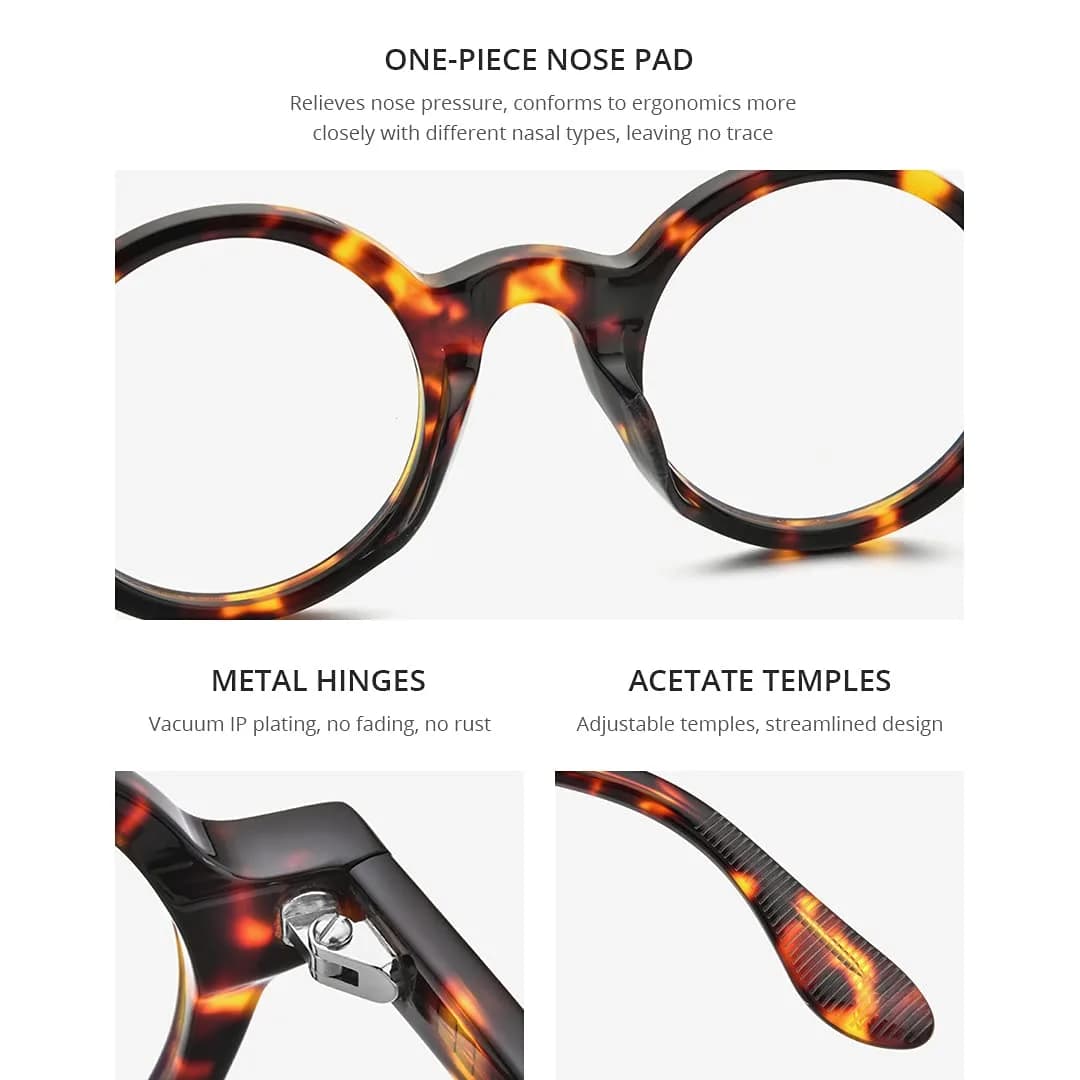 HEPIDEM Vintage Round Optical Glasses Frame 42mm Lens Width | Acetate Full Rim - view 2