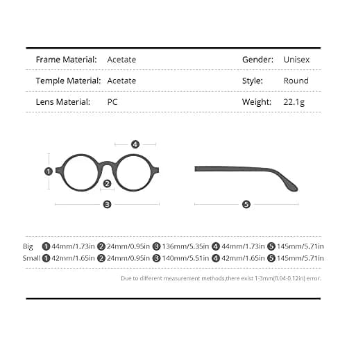 HEPIDEM Vintage Round Optical Glasses Frame 42mm Lens Width | Acetate Full Rim thumbnail 3