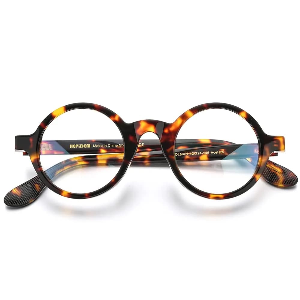 HEPIDEM Vintage Round Optical Glasses Frame 42mm Lens Width | Acetate Full Rim - view 4