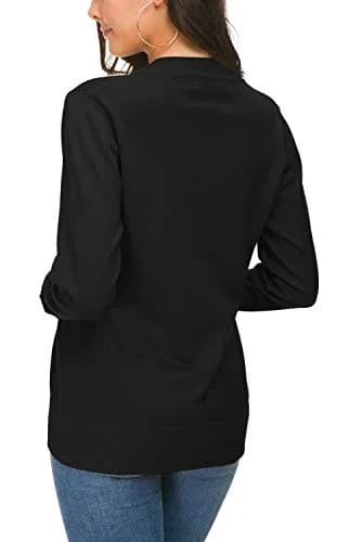 Urban CoCo Women's Long Sleeve Open Front Knit Cardigan Sweater (S, Black) | Lightweight, Soft, Slim Fit thumbnail 3