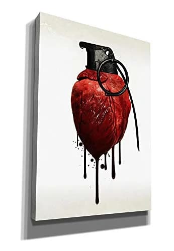 Cortesi Home 'Heart Grenade' Canvas Wall Art 18"x26" | Digital Art, Bleeding Heart Design thumbnail 2