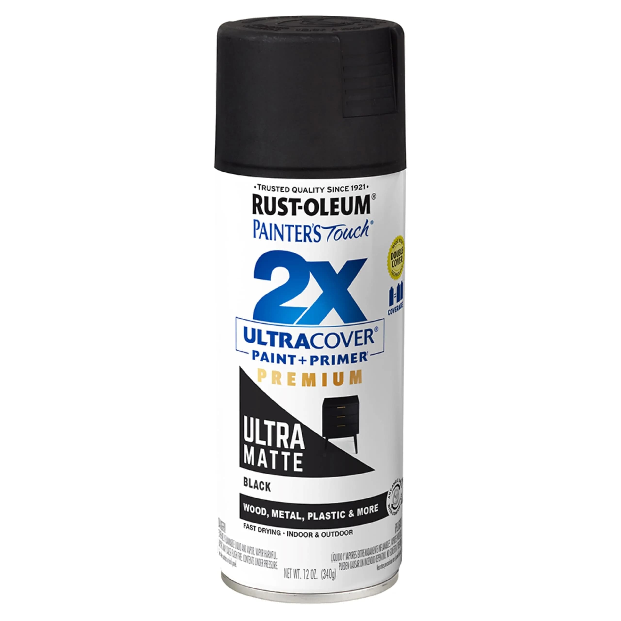 Rust-Oleum Painter's Touch 2X Ultra Cover Spray Paint, Ultra Matte Black, 17 Fl Oz - main product image