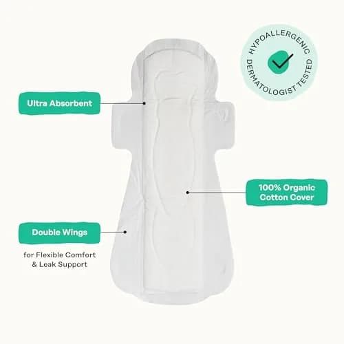 The Honey Pot Company Cooling Herbal Overnight Pads with Wings 12 Count (33cm) | Dermatologist Tested for Sensitive Skin thumbnail 5