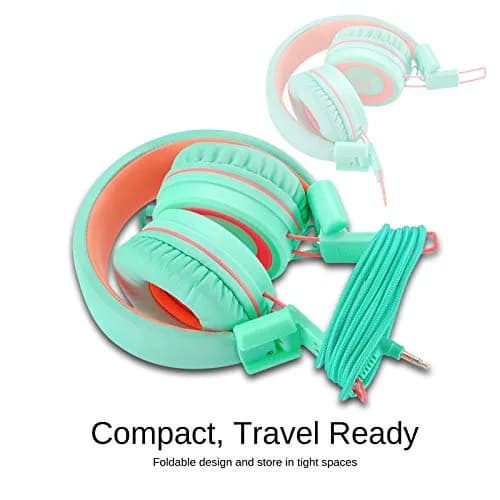 noot products K11 Kids Wired On-Ear Headphones Mint | 5ft Tangle-Free Cord thumbnail 5