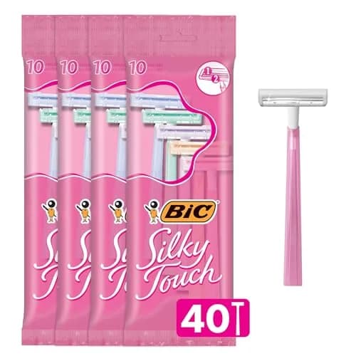 BIC Silky Touch Womens Disposable Razors 40-Pack | Smooth Shave, Travel Covers, Assorted Pastel Colors thumbnail 1