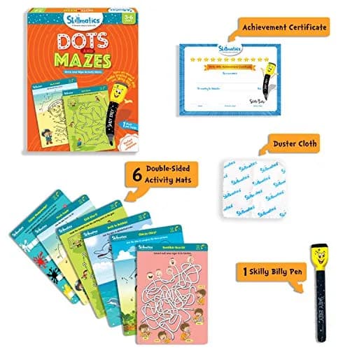 Skillmatics Dots & Mazes Reusable Activity Mats with Dry Erase Marker, 6 Mats + Accessories | Ages 3-6 thumbnail 2