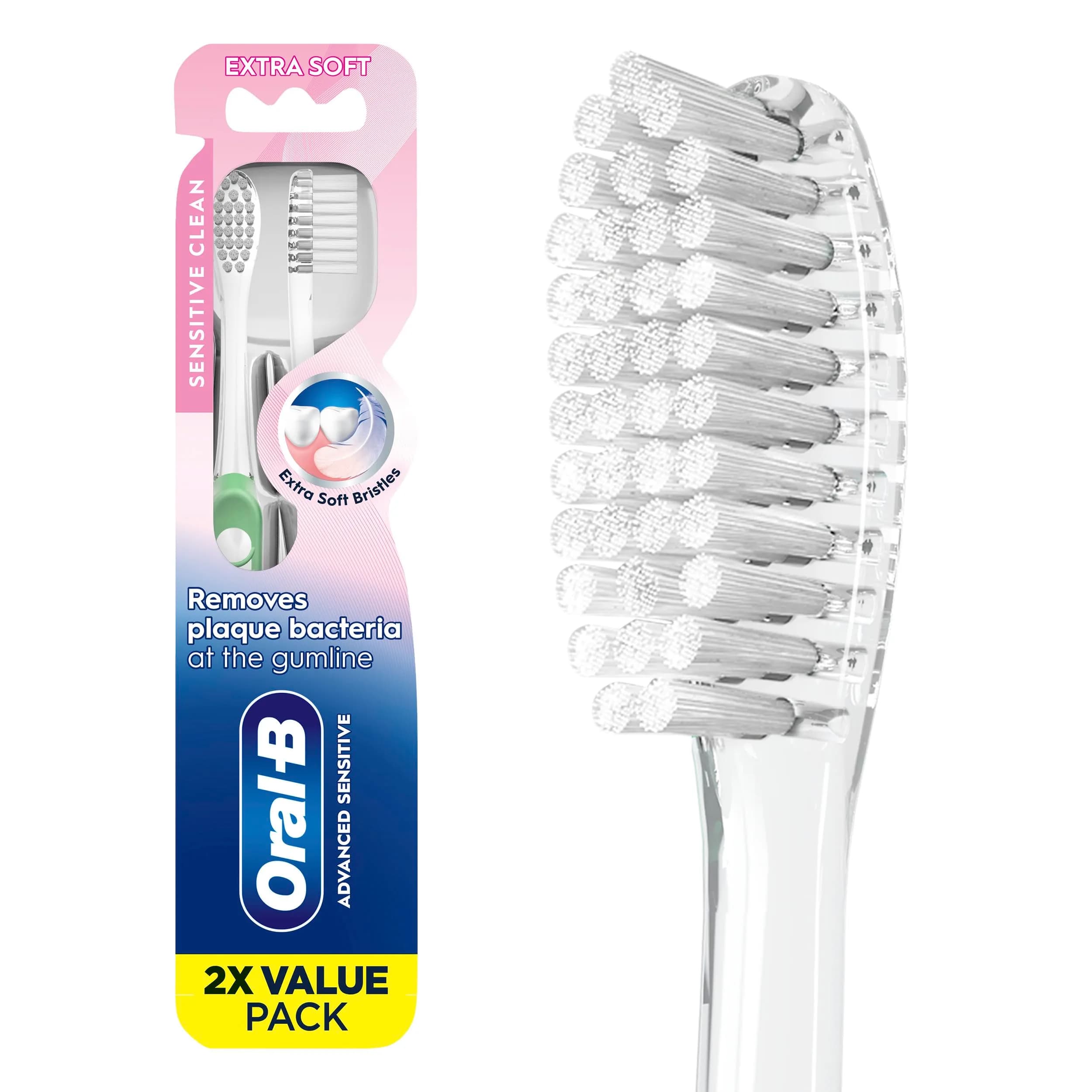 Oral-B Advanced Sensitive Toothbrushes, Extra Soft, 2 Count | Dentist Recommended - main product image