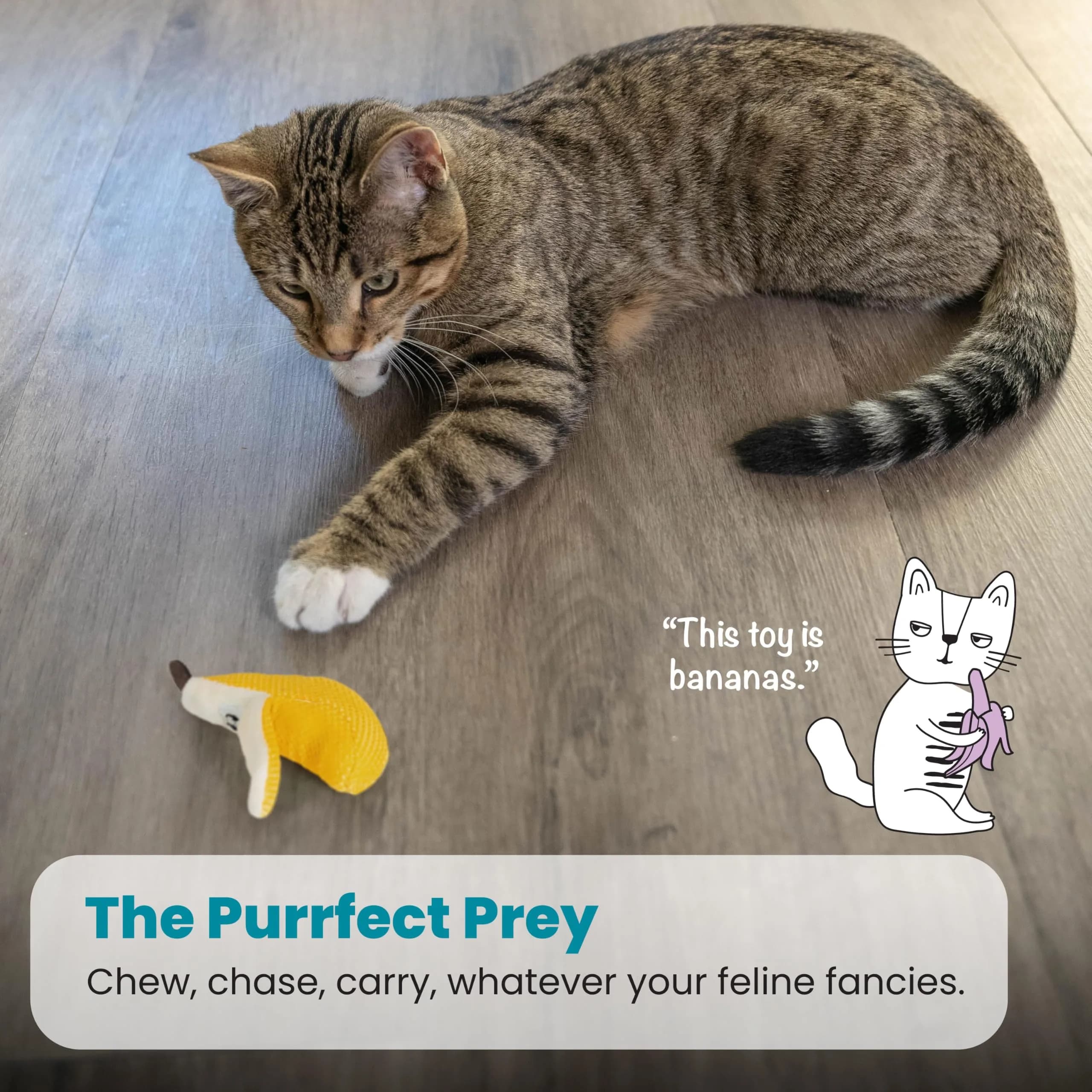 Catstages Dental Banana Cat Toy with Catnip, Dental Mesh & Crinkle Sound, Interactive Kicker for Indoor Cats & Kittens, 13.5cm (5.3") - view 5