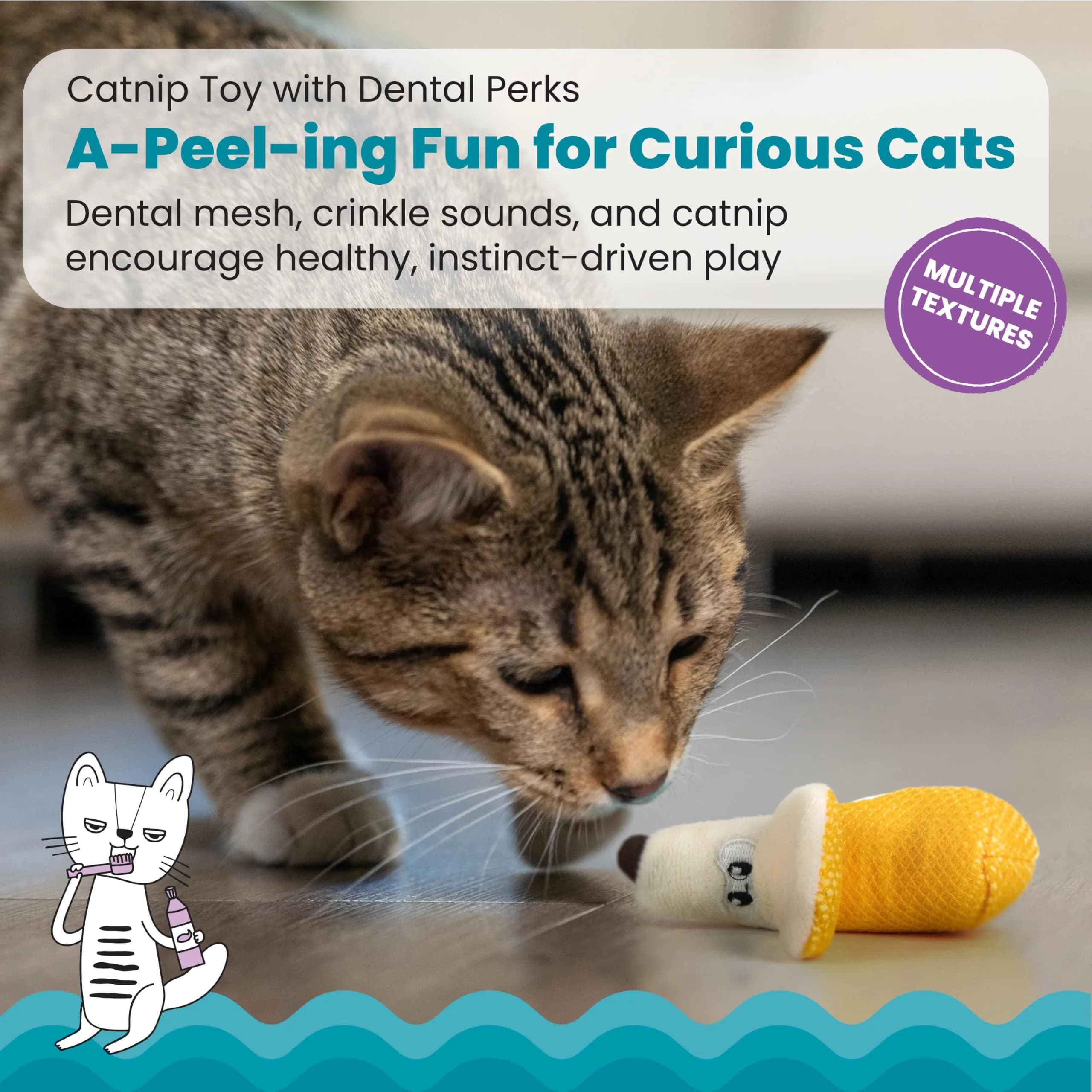 Catstages Dental Banana Cat Toy with Catnip, Dental Mesh & Crinkle Sound, Interactive Kicker for Indoor Cats & Kittens, 13.5cm (5.3") - view 2
