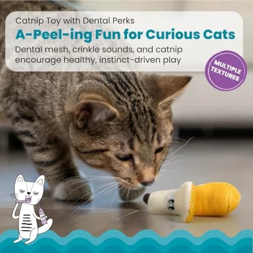Catstages Dental Banana Cat Toy with Catnip, Dental Mesh & Crinkle Sound, Interactive Kicker for Indoor Cats & Kittens, 13.5cm (5.3") thumbnail 2