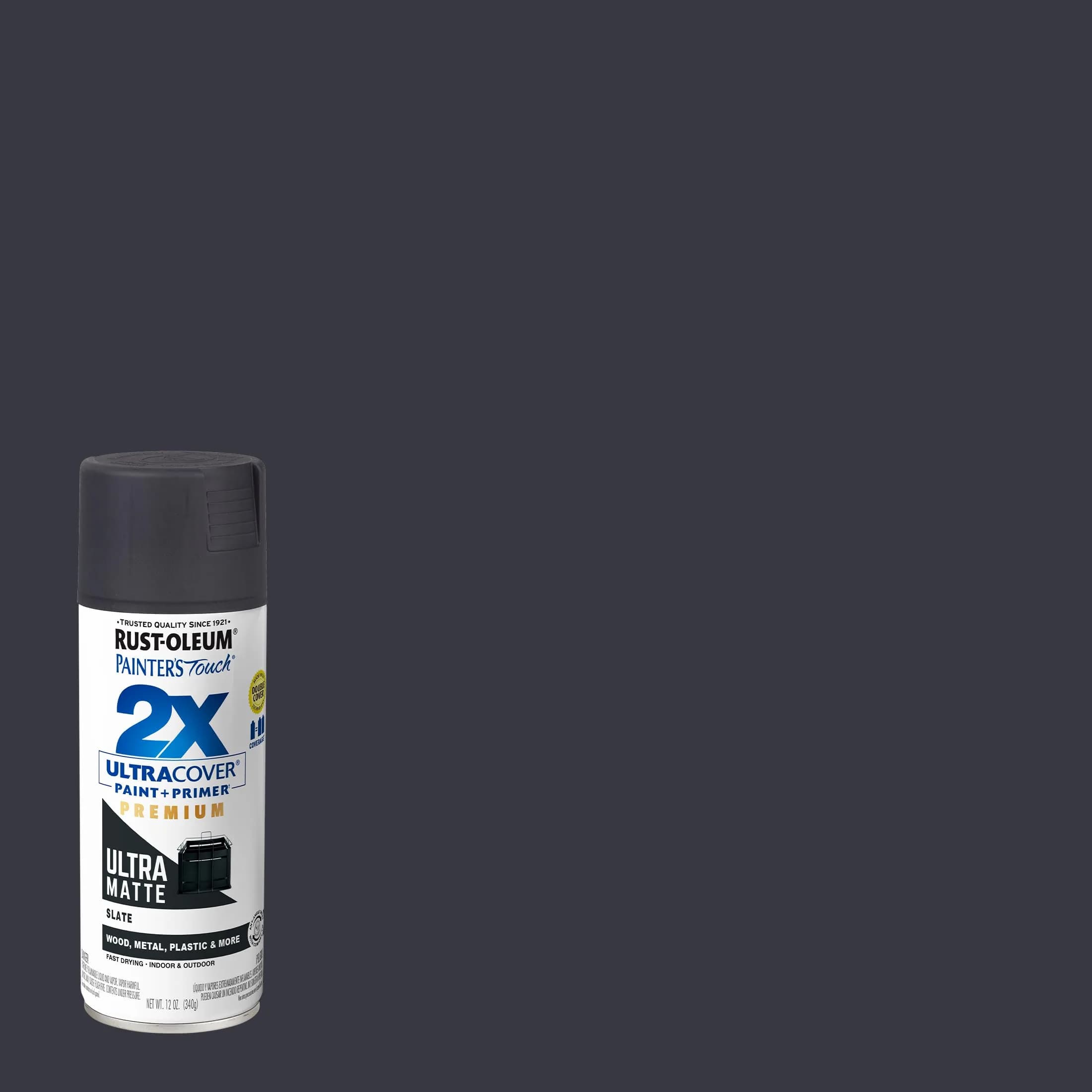 Rust-Oleum Painter's Touch 2X Ultra Cover Spray Paint, Ultra Matte Slate, 12 Oz Single Can - view 2