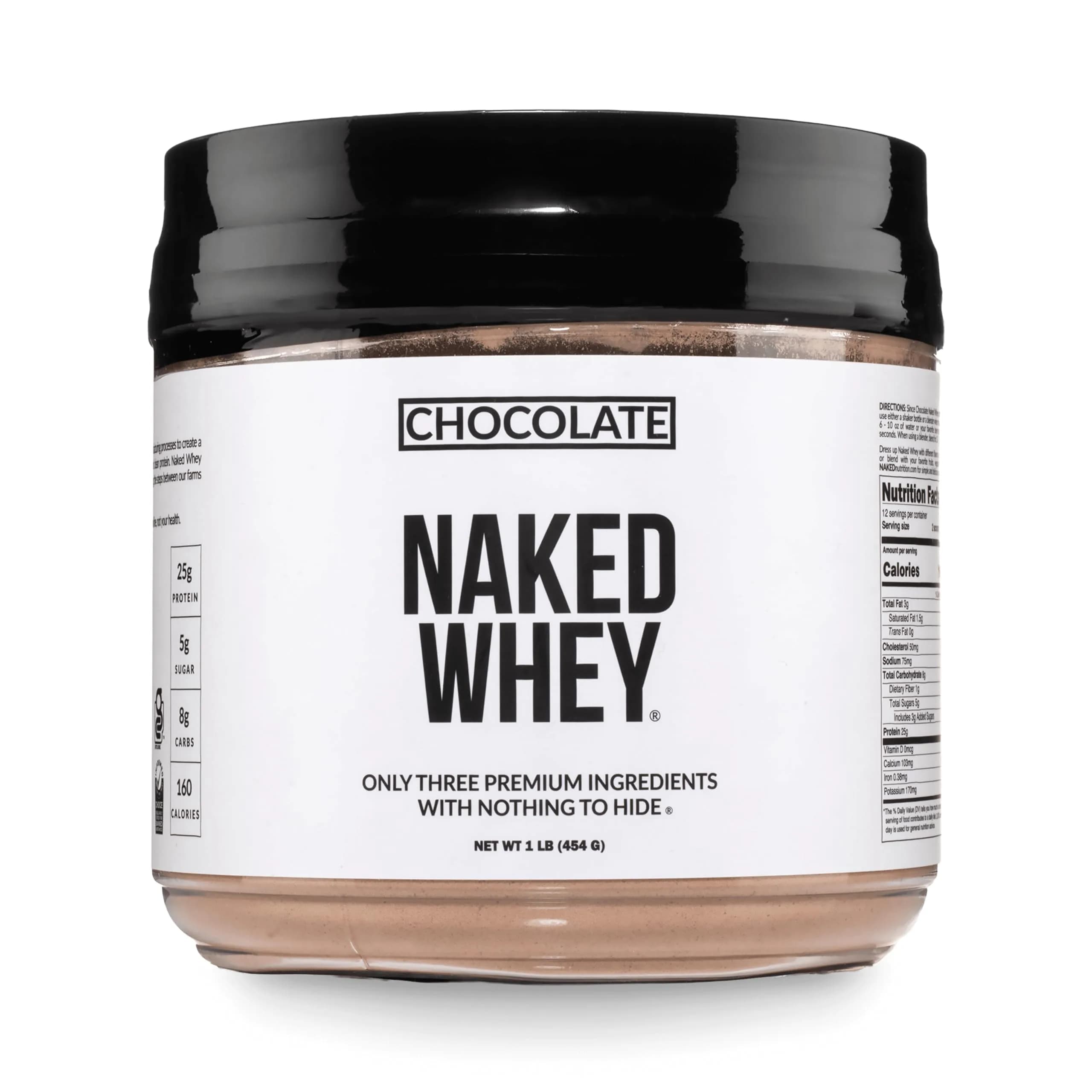 NAKED Chocolate Whey Protein Powder 1LB | NSF Certified Grass Fed Protein for Recovery - main product image