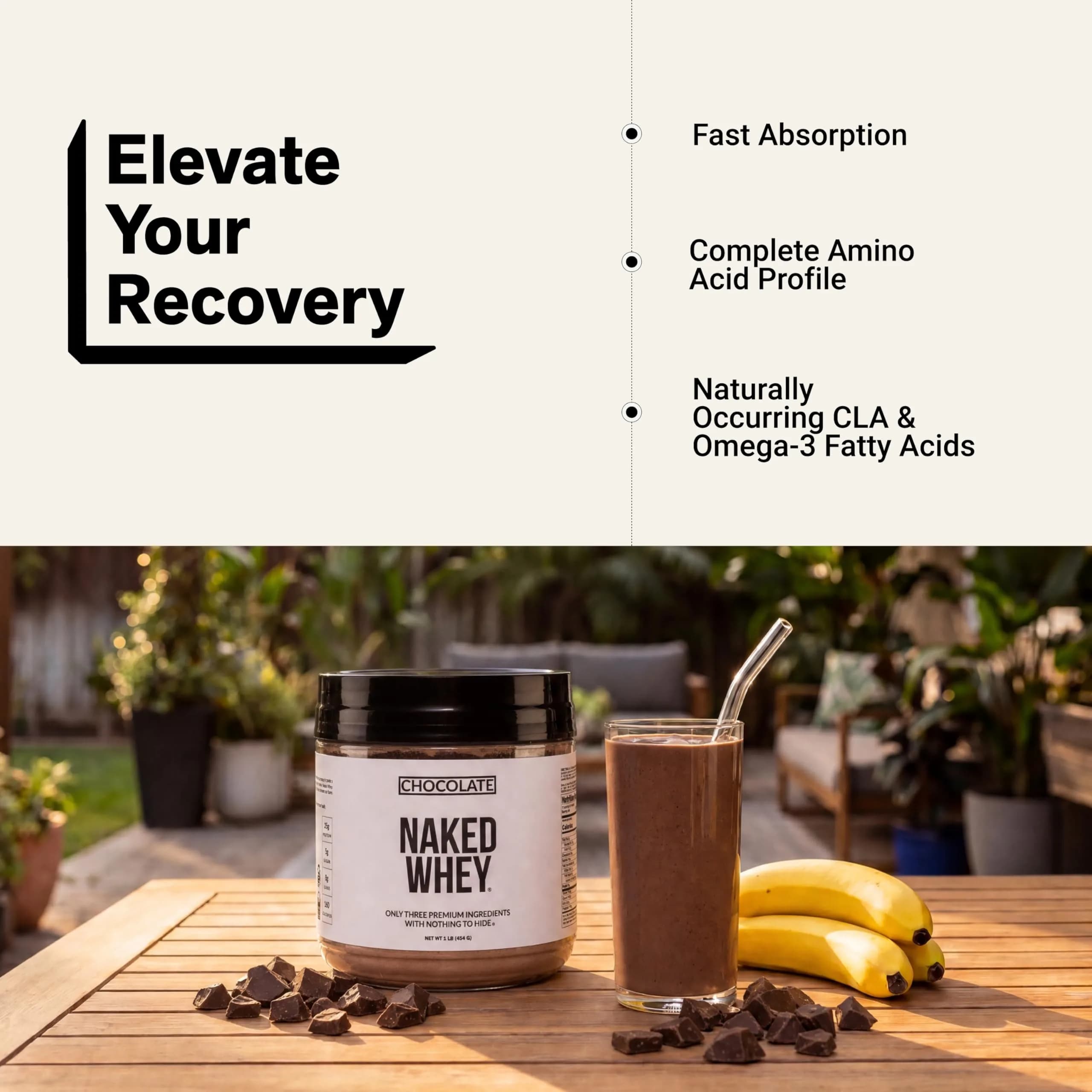 NAKED Chocolate Whey Protein Powder 1LB | NSF Certified Grass Fed Protein for Recovery - view 6