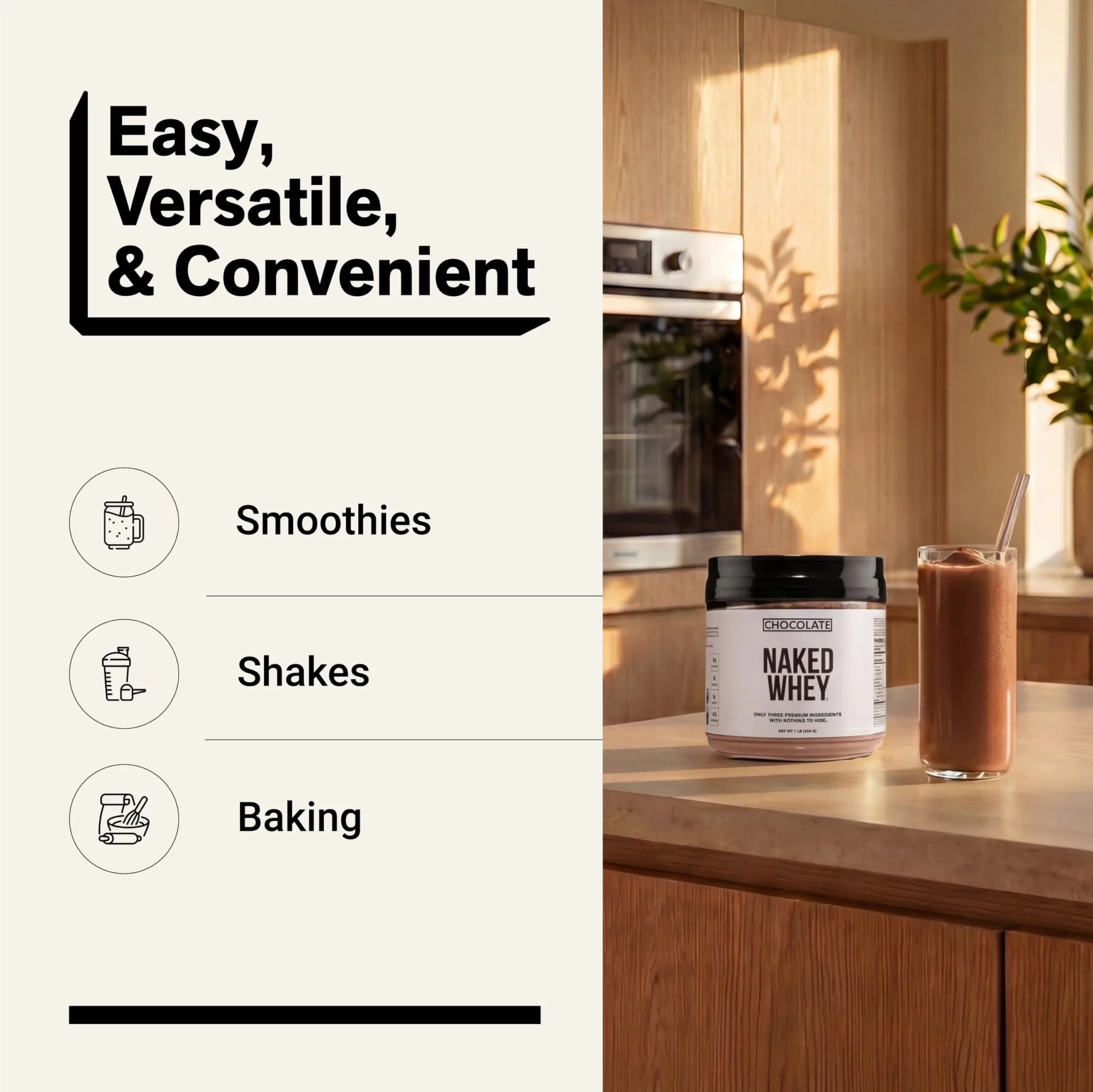 NAKED Chocolate Whey Protein Powder 1LB | NSF Certified Grass Fed Protein for Recovery - view 7