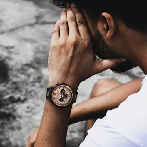BOBO BIRD Wooden Mens Watch Large Size Stylish Wood & Stainless Steel Chronograph (Black Wood Band) | Quartz Military thumbnail 4