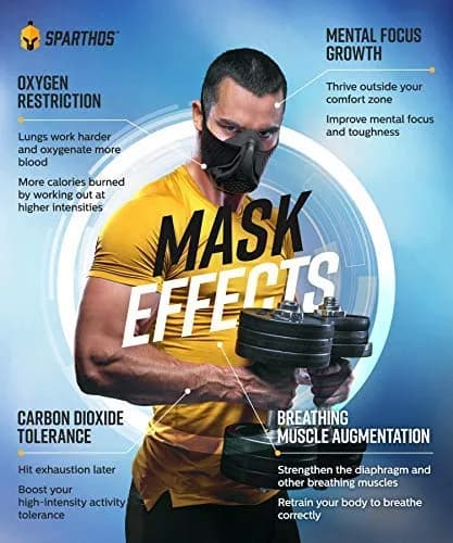 Sparthos High Altitude Training Mask, Running Breathing Mask - Midnight Black | 16 Breathing Levels thumbnail 3