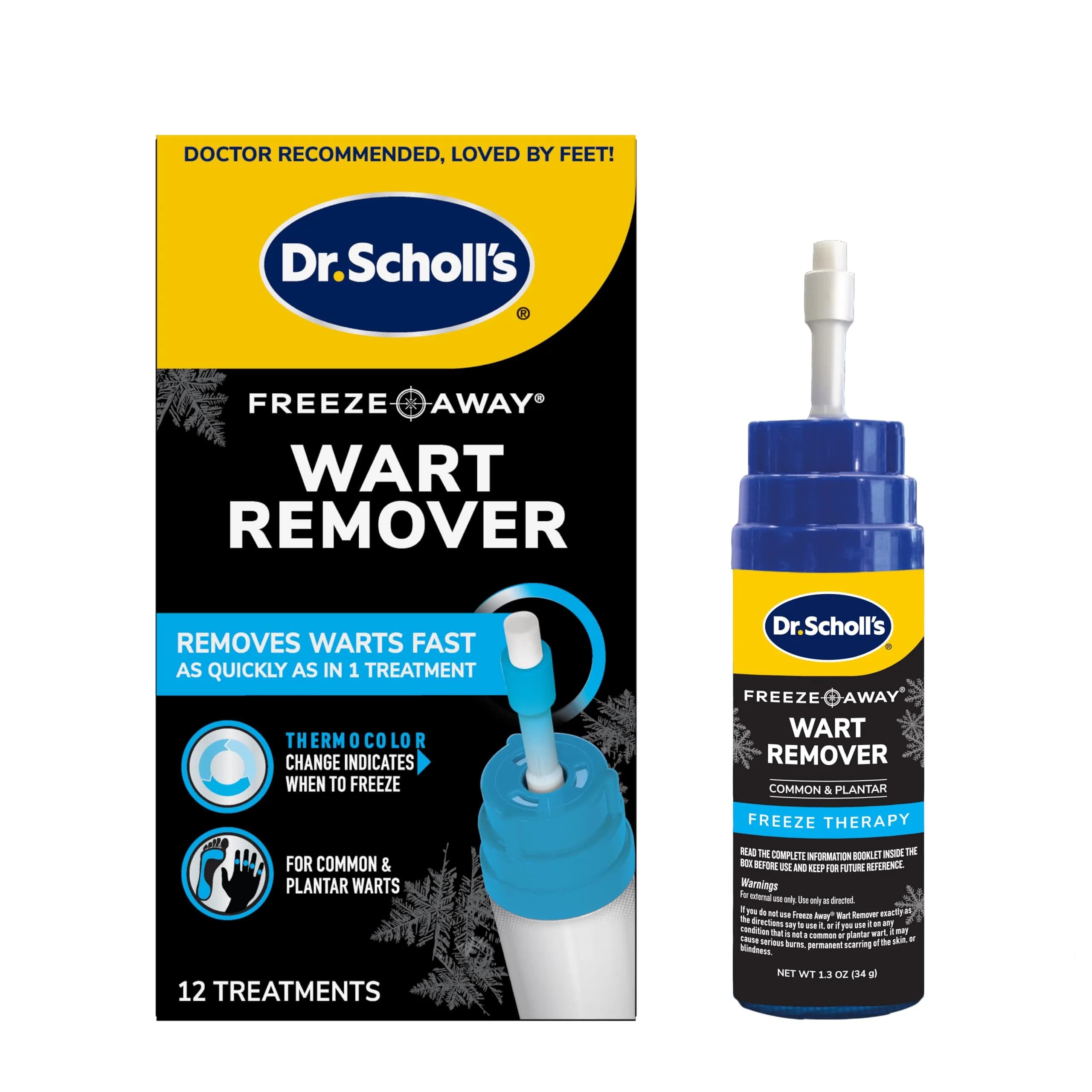 Dr. Scholl's Freeze Away Wart Remover 12 ct | Clinically Proven Cryotherapy for Hands & Feet - main product image