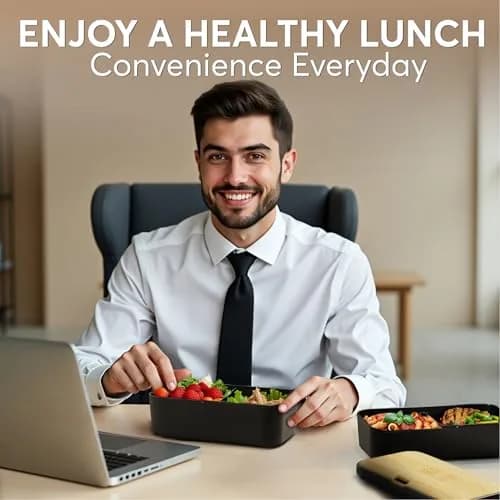 Umami Bento Box Adult Stackable Lunch Box 1500ml (50 oz) | Leakproof & Microwave-Safe with Utensils thumbnail 7