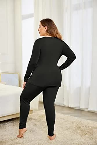 IN'VOLAND Plus Size Thermal Underwear Fleece Lined Long Johns Set | Cozy Winter Base Layer for Women (20 Plus) thumbnail 5