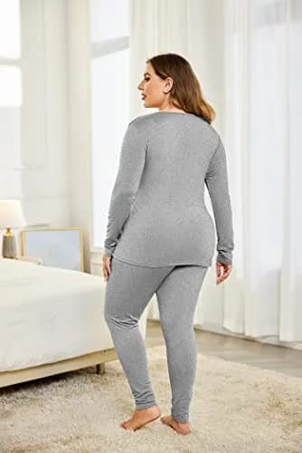 IN'VOLAND Plus Size Thermal Underwear Fleece Lined Long Johns Set | Cozy Winter Base Layer for Women in US Size 16 thumbnail 4