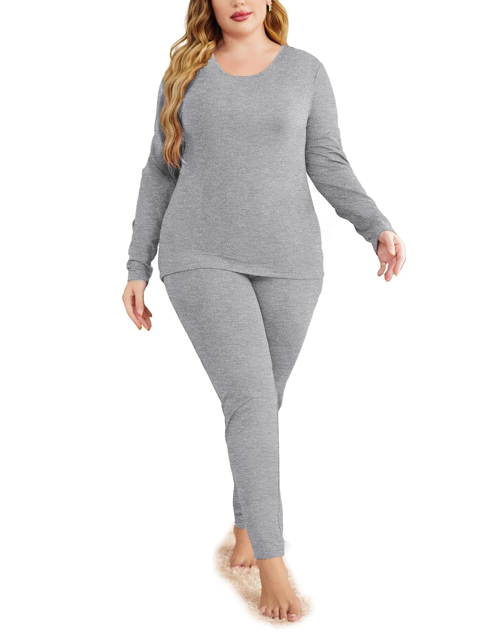 IN'VOLAND Plus Size Thermal Underwear Fleece Lined Long Johns Set | Cozy Winter Base Layer for Women (70-120 chars)