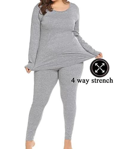 IN'VOLAND Plus Size Thermal Underwear Fleece Lined Long Johns Set | Cozy Winter Base Layer for Women (70-120 chars) thumbnail 2