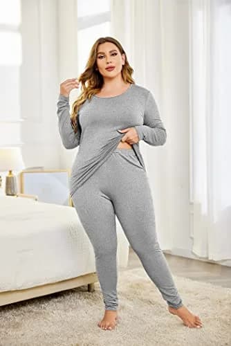 IN'VOLAND Plus Size Thermal Underwear Fleece Lined Long Johns Set | Cozy Winter Base Layer for Women (70-120 chars) thumbnail 3