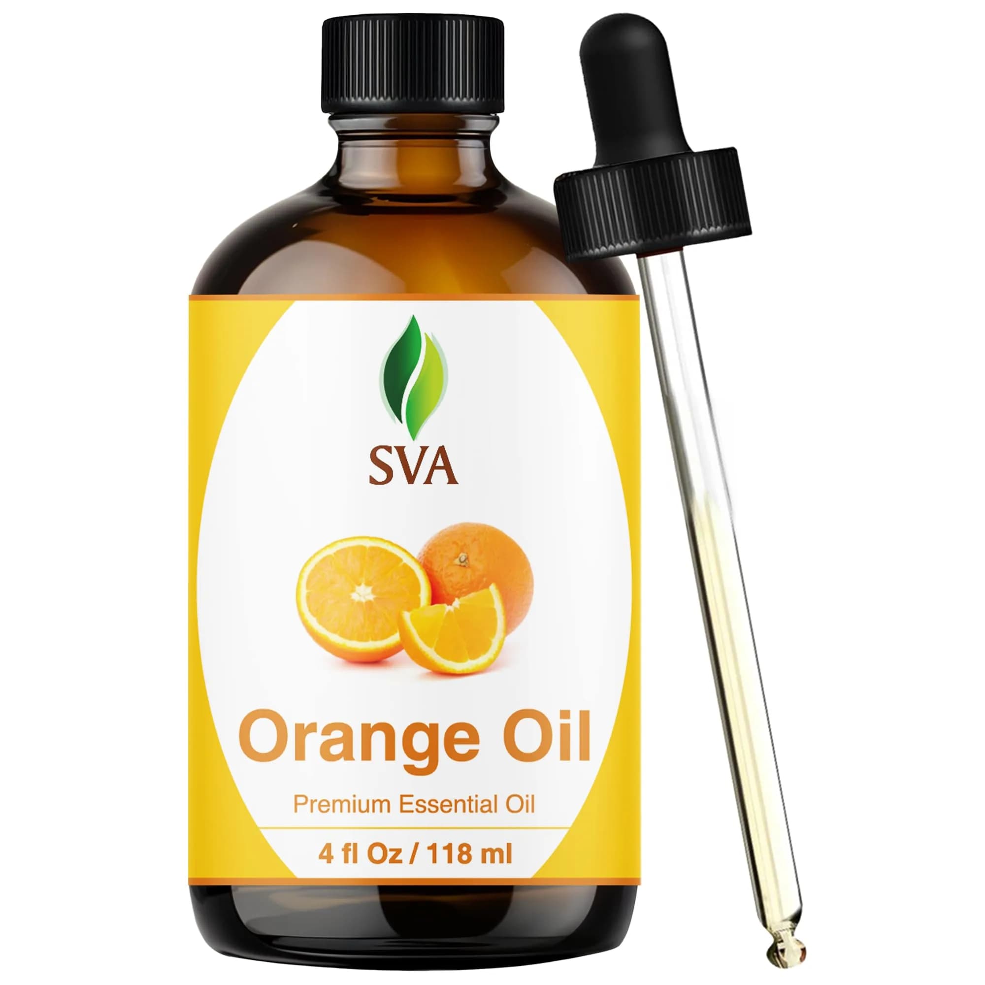 SVA ORGANICS Orange Essential Oil 118 ml (4 Fl Oz) | Pure Citrus Aroma for Diffusers & DIY - main product image